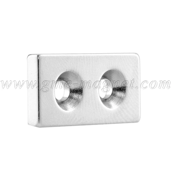 Countersunk rectangular magnets neodymium block magnet with countersunk hole 